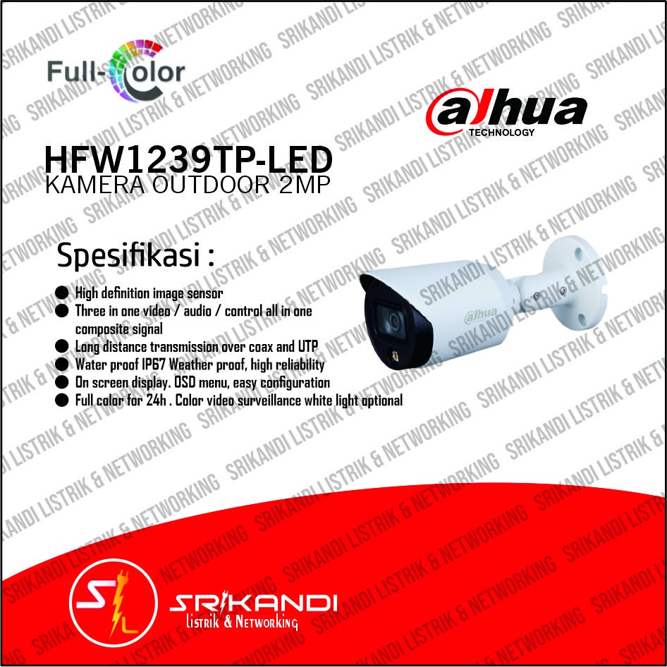 KAMERA CCTV OUTDOOR FULLCOLOR DAHUA DH-HAC-HFW1239TP-LED