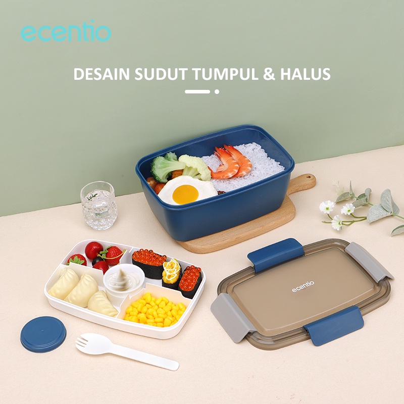 Foodi tempat makan anak 2 susun 2000ml/lunch box set kotak makan double layer 2L Hijau/biru/free kotak/sauce cup