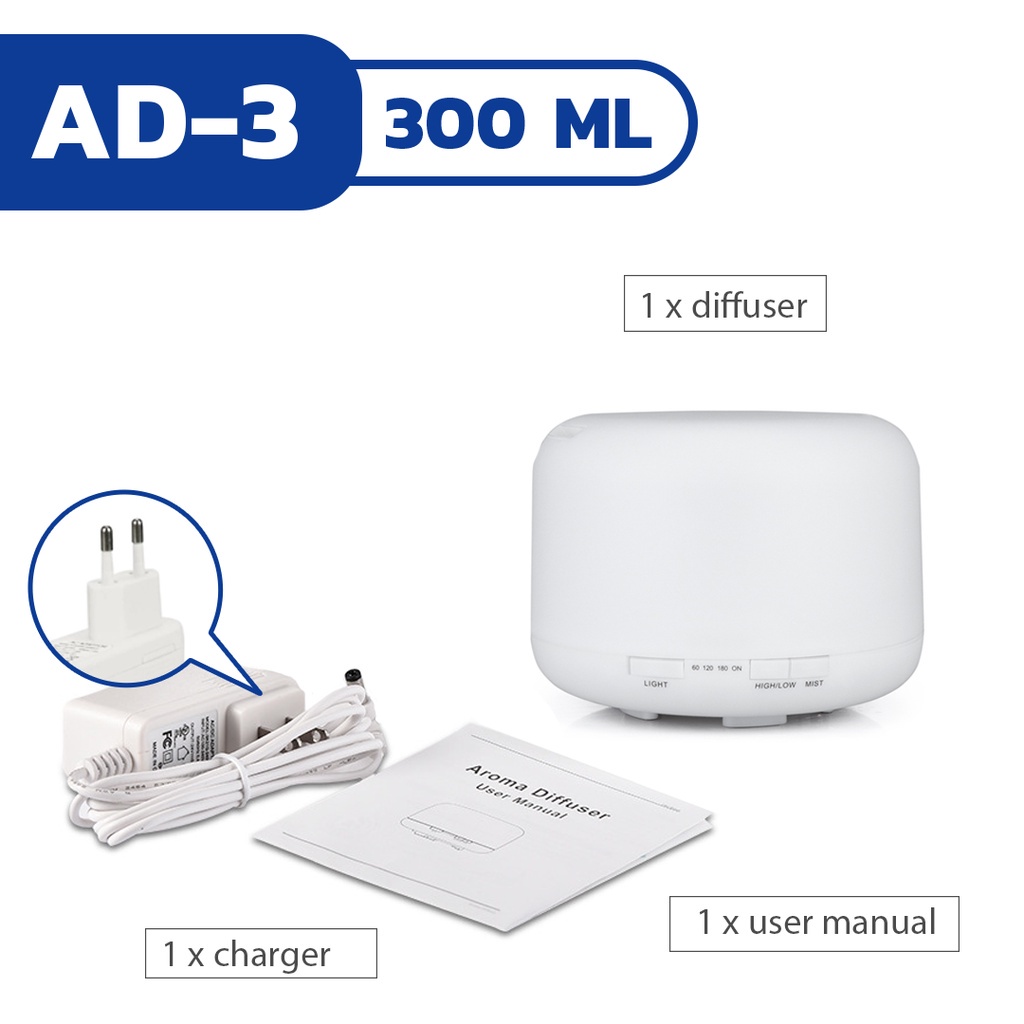 Humidifier Diffuser Aromatherapy 250-500ML+ Remote-300 ML AD-3