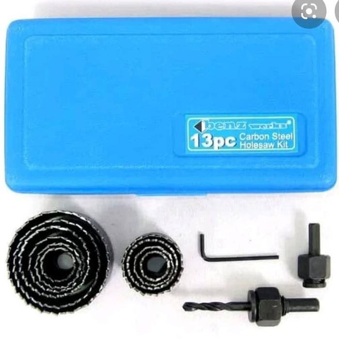 Benz Holesaw Kit 13 Pcs - Hole Saw Kit - Mata Bor Kayu Set 13 Pcs Bor Paralon Hidroponik