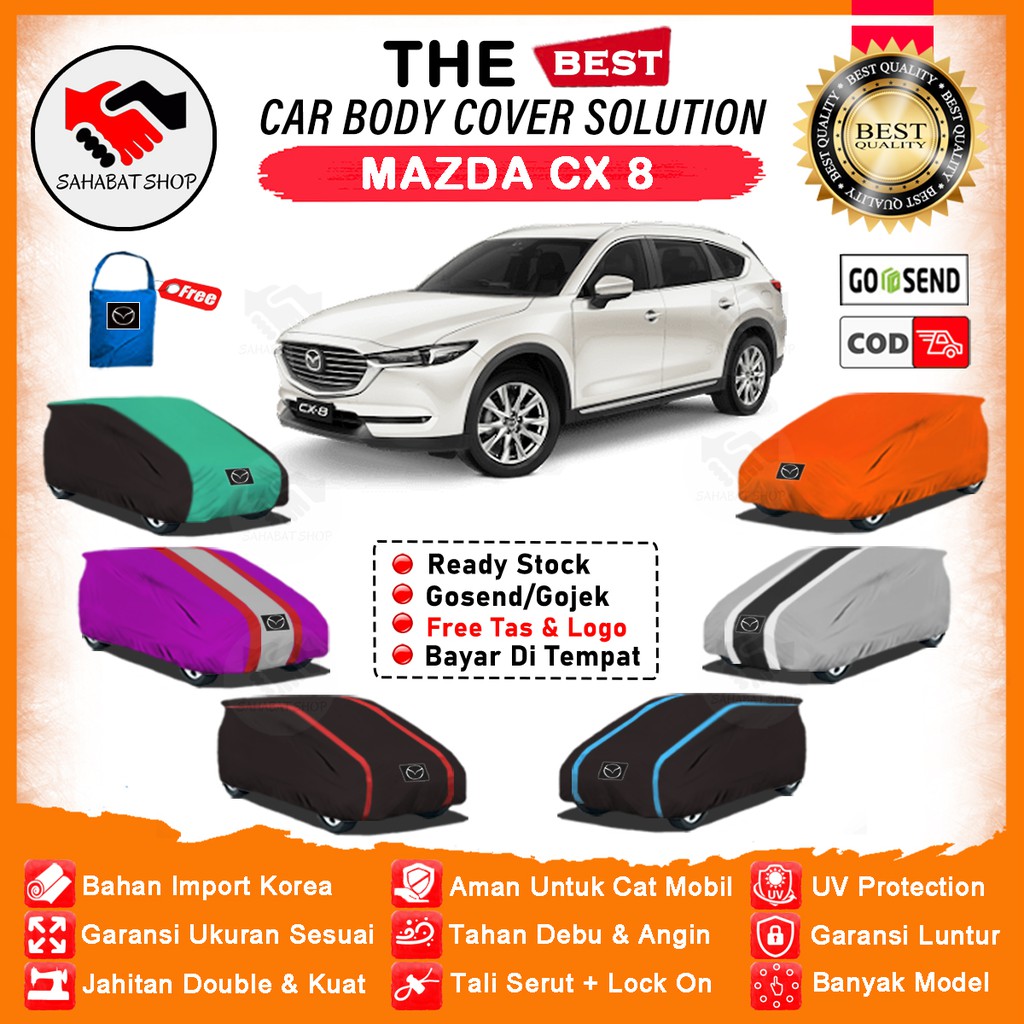 Sahabat Body Cover Mobil Mazda CX8 / Sarung Penutup Mazda CX-8 Outdoor / Selimut Mantel Tutup Kerudung Pelindung Mantol Kerodong Pembungkus Tutupan Terpal Bungkus Mobil Mazda CX 8 Waterproof Anti Air Model Orange