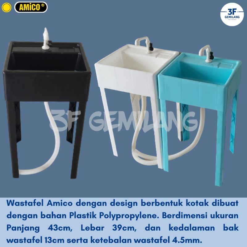 New! AMICO - Wastafel Plastik SET DESIGN KOTAK Exclusive Amico - Wastafel Portable Plastik Best Quality