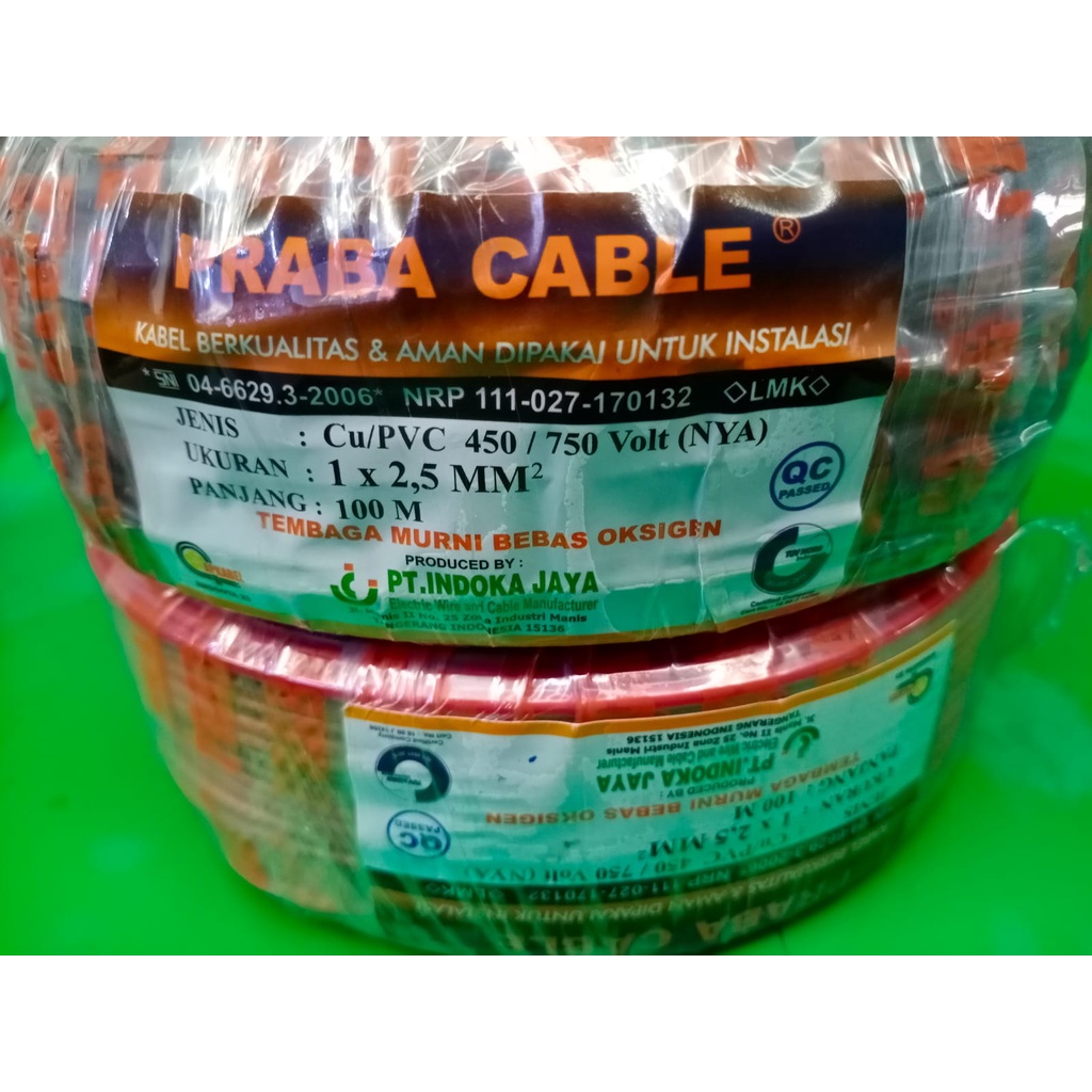 KABEL LISTRIK TUNGGAL NYA 2.5 PRABA 100 METER KABEL NYA PRABA 2.5