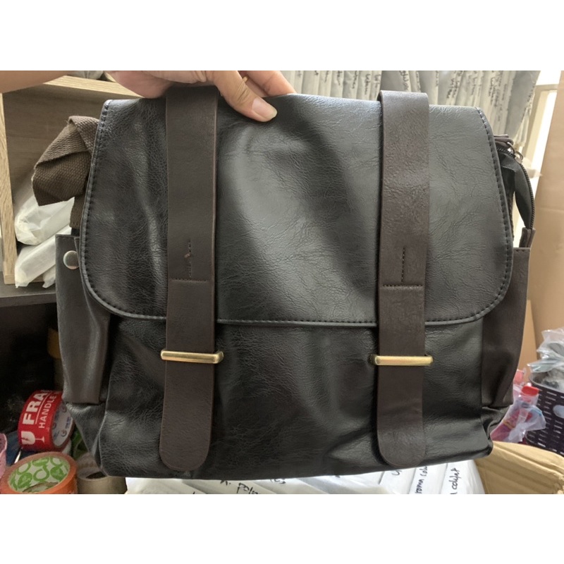 Tas Pria Selempang Bahan Kulit Leather Messenger Bag Nice