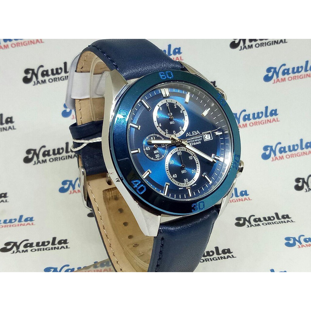 Alba Quartz AM3627X1 Chronograph Blue - Jam Tangan Pria AM3627