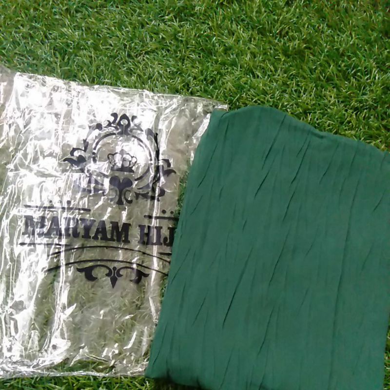 Jilbab Instan Hijab Bergo Maryam Plisket PADI FULL (tanpa tali)-Hijau Botol