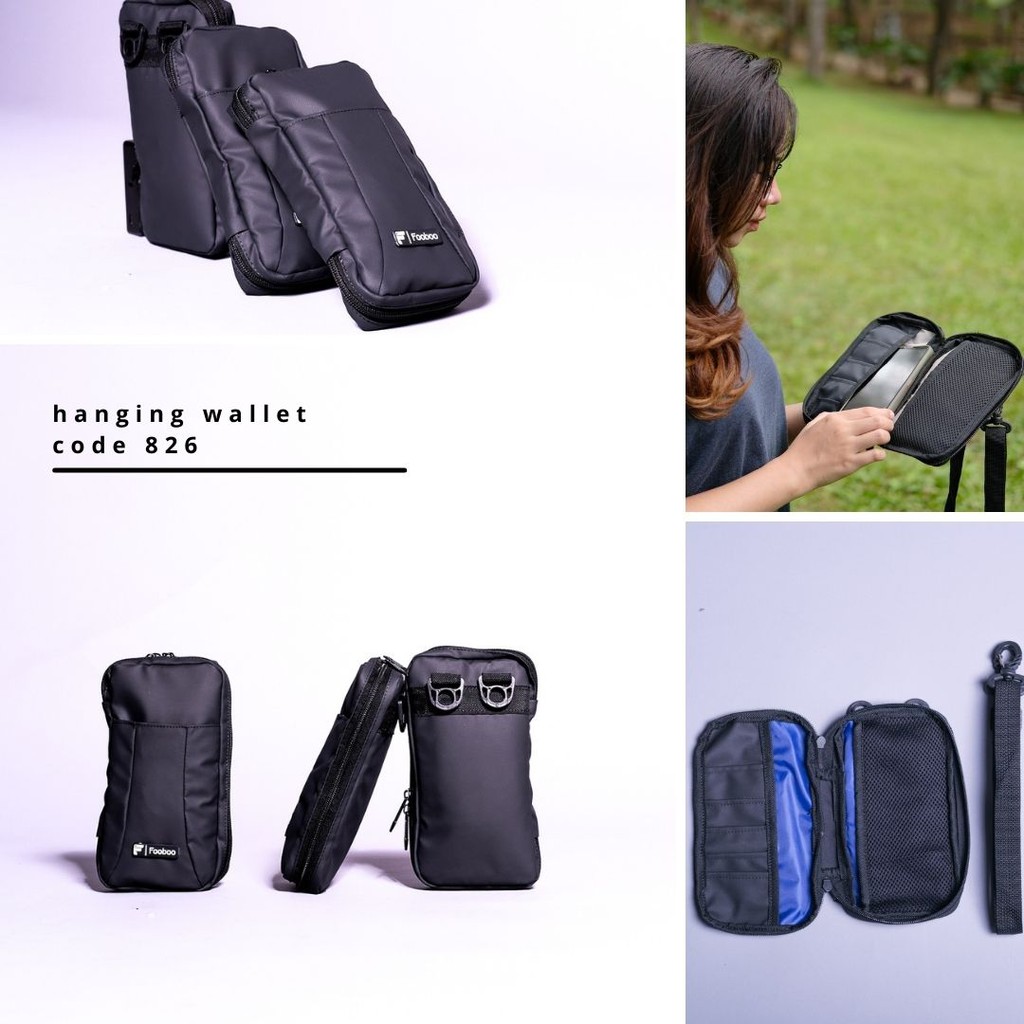 FOOBOO HANGING WALLET DOMPET HP TAS SELEMPANG PRIA SLINGBAG MINI PREMIUM