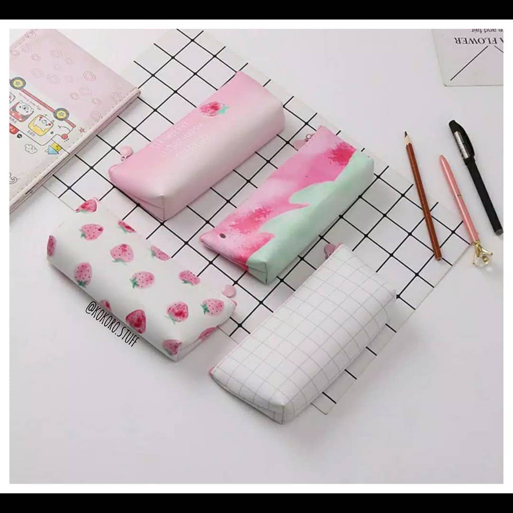 Strawberry Pencil Case | Tempat Pensil Unik | Tempat Pensil Strawberry | Kokoro Stuff