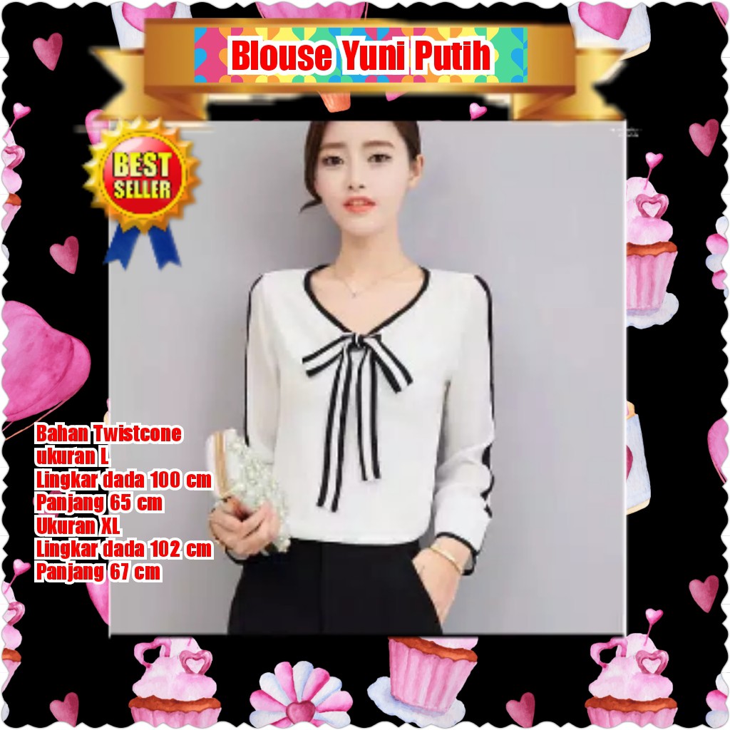 BLOUSE YUNI / PUTIH / PINK / TERBARU TERLARIS TERPOPULER / TERMURAH KONDANGAN /PESTA