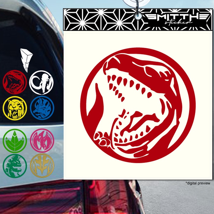 Stiker Power Ranger Dinozord Dino Cutting Sticker Decal Waterproof aksesoris Mobil Motor