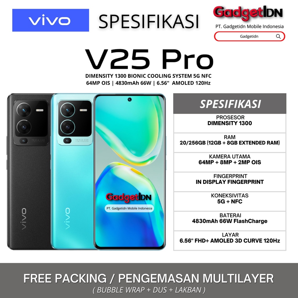 VIVO V25 PRO 5G NFC 20/256GB ( 12GB + 8GB EXTENDED RAM ) GARANSI RESMI VIVO