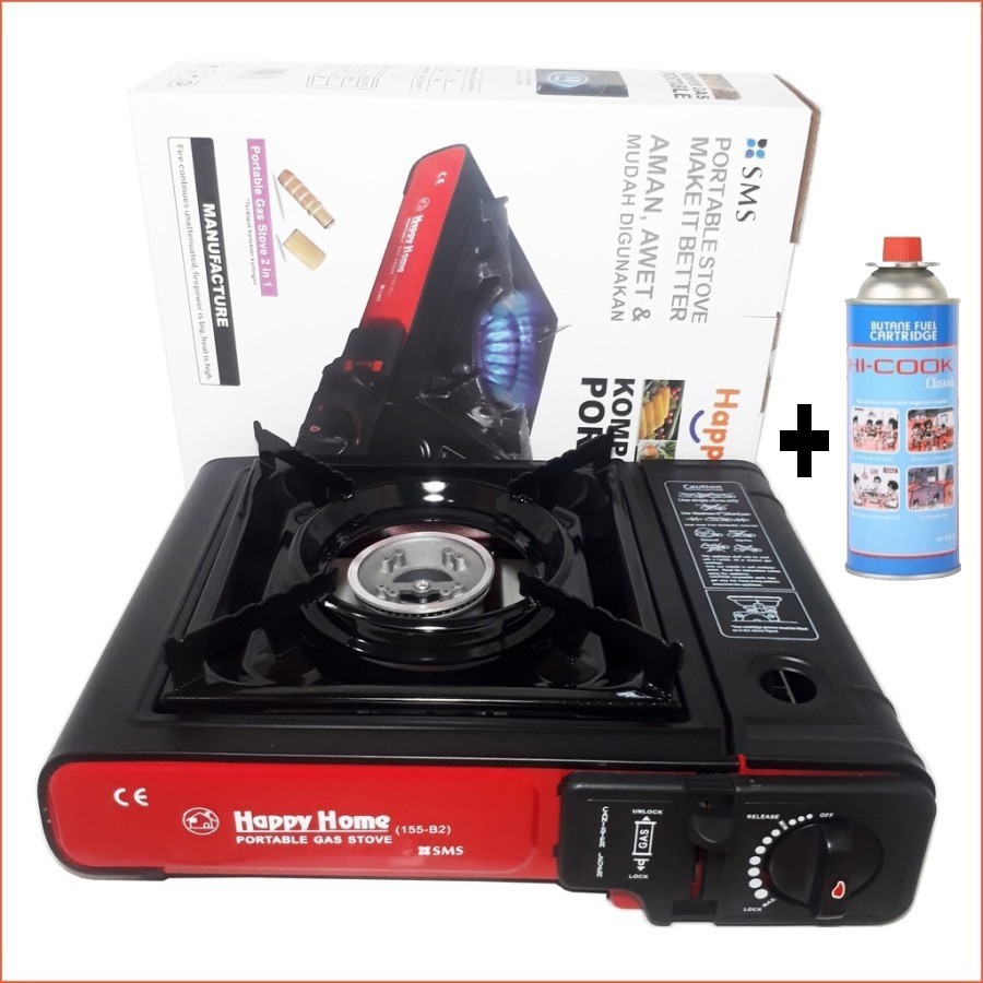 Paket Kompor Portable Happy Home + Free Gas Kaleng HI-COOK 230 gr