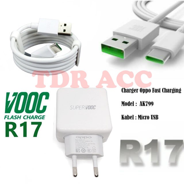 TRAVEL - ADAPTOR - CASAN - CHARGER OPPO R17 KUALITAS 100% 3A VOOC FAST CHARGING