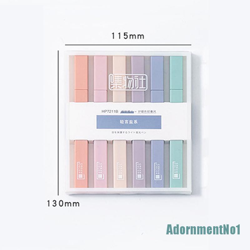 [AdornmentNo1]6 pcs/set Children Stationery Candy Color Fluorescent Marker Pens Highlighter