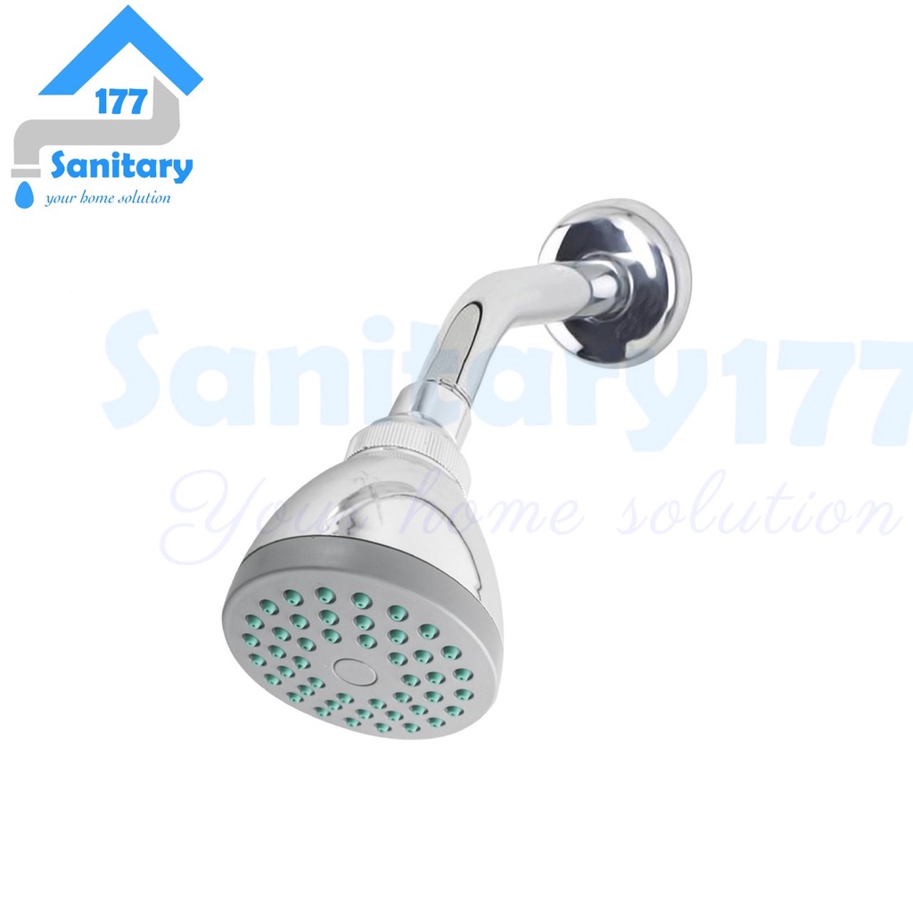 Shower Tembok Bulat 7cm V11-Head kepala wall Shower TANAM Atas Bahan Abs Chrome 360 putar Pipa semprotan mandi sprayer