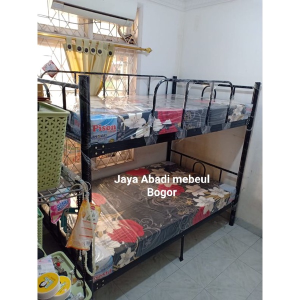 Ranjang tingkat besi 120x120x200 plus Busa Bigfoam JABODETABEK
