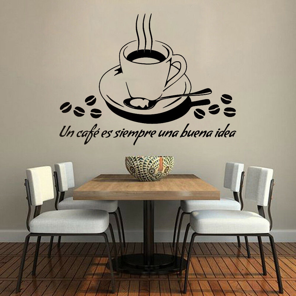 Stiker Dinding Aesthetic Kaca Quotes Motivasi Kafe Dekorasi Kafe Coffee wall decal Vinyl Cup