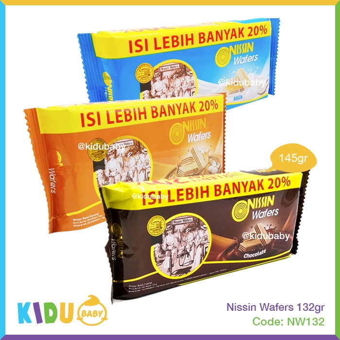 Nissin Wafers Milk / Peanut / Chocolate 132gr Kidu Baby