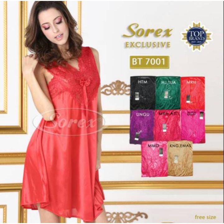 Sorex Lingerie Lovely Series Baju Tidur Premium Satin Look Cute Pretty Lace Brukat Bunga BT 7001