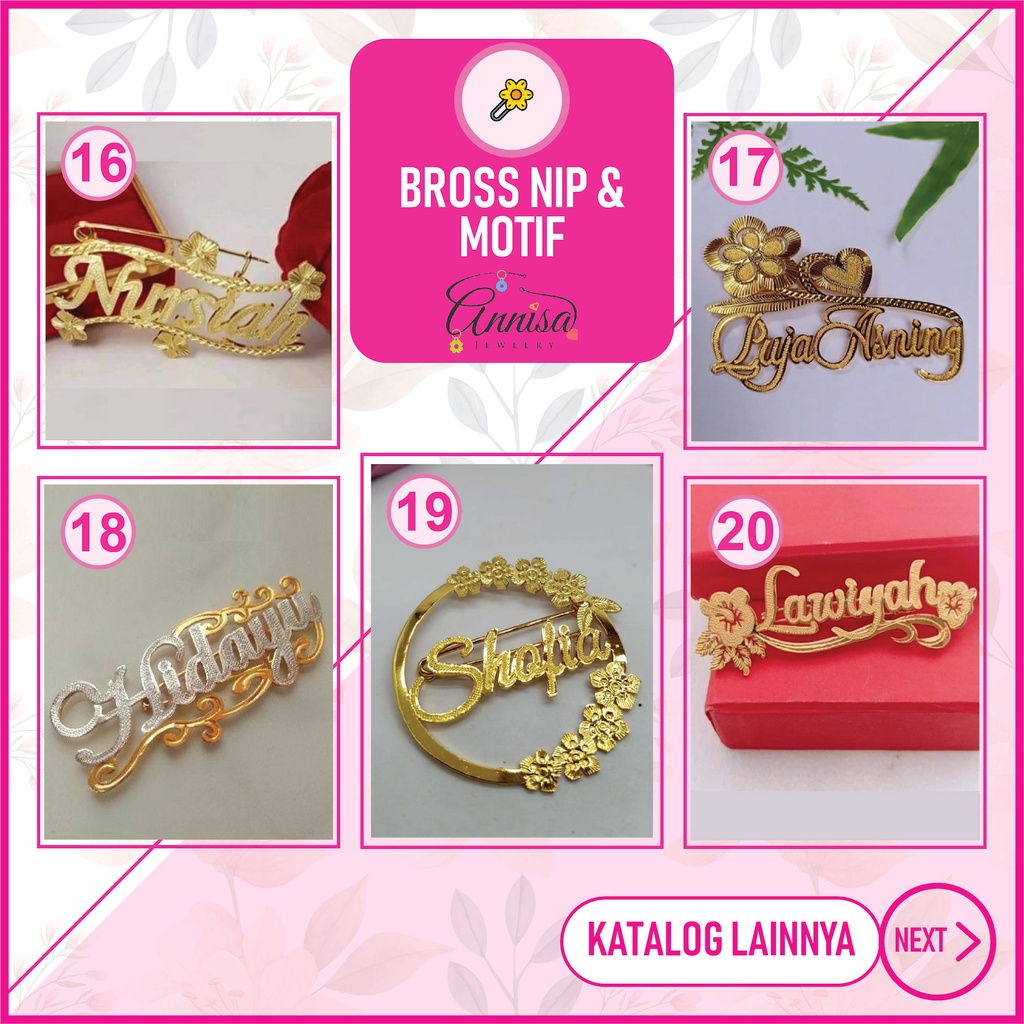 Bross Nip nama mawar gold /silver /titanium /besi putih /stainless steel