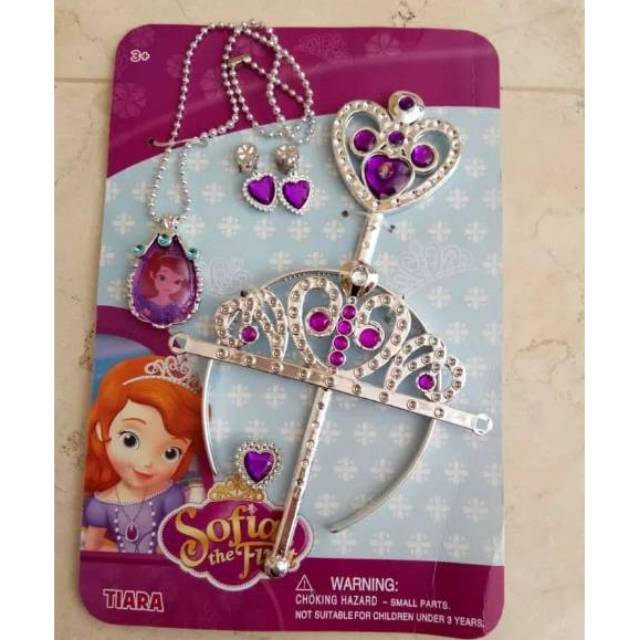 GS3074 5 in 1 SOFIA ACC SET PRINCESS TONGKAT MAHKOTA KALUNG ANTING ACCESORIES TIARA MAINAN ANAK