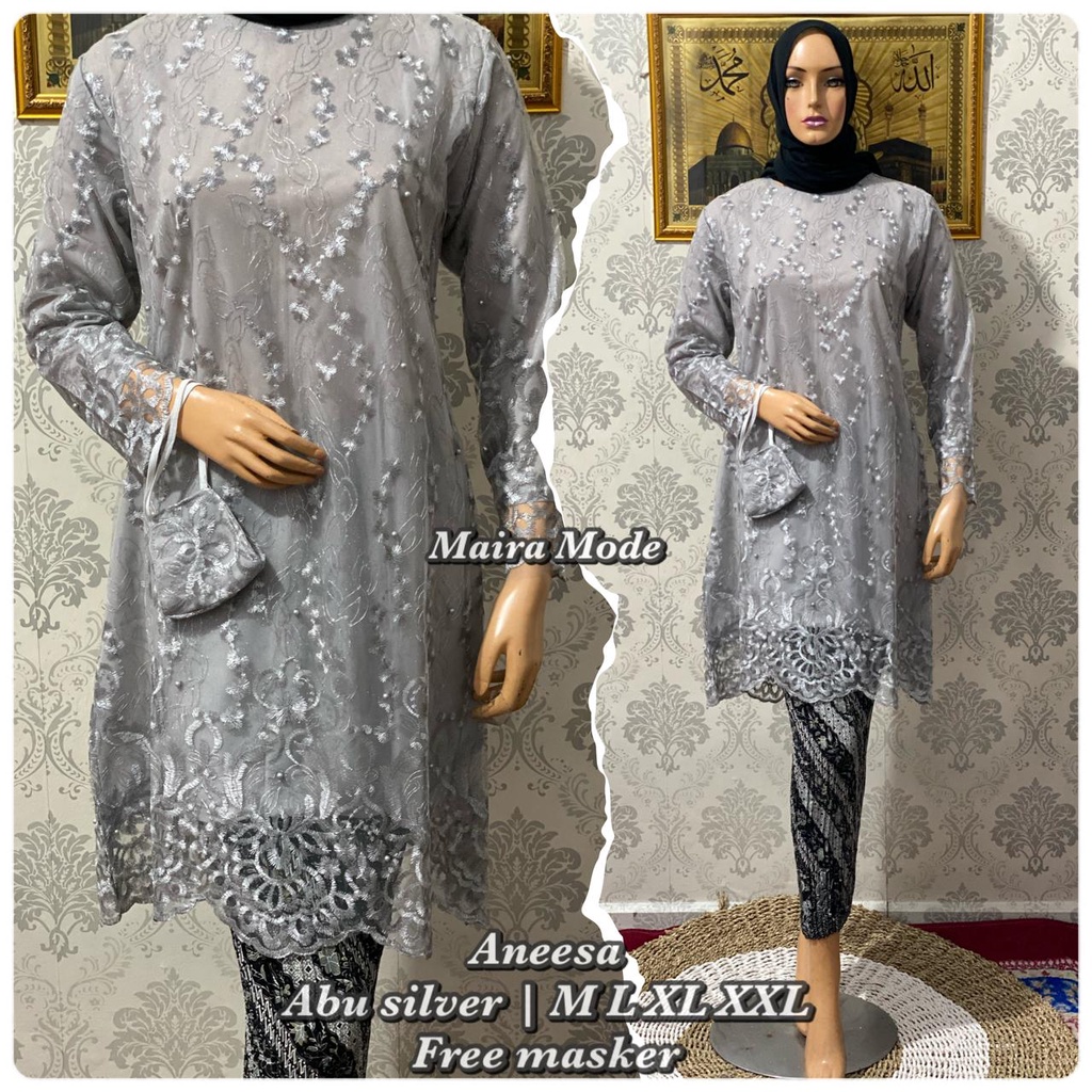 KEBAYA MODERN TUNIK SET PRISKET/ BROKAT TILLE SET PRISKET/FREE MASKER