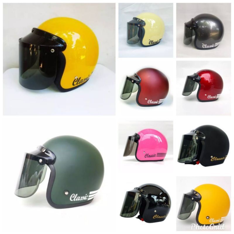 HELM BOGO CLASSIC | BOGO RETRO KACA DATAR/CEMBUNG
