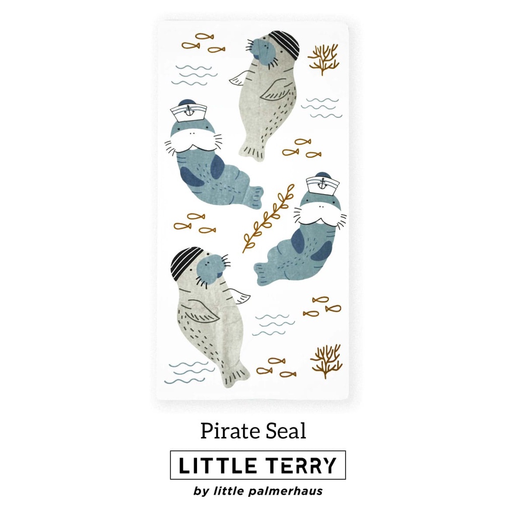 Handuk bayi anak Little Palmer Terry by Palmerhaus katun premium bahan menyerap 50x100cm Makassar-Pirate Seal
