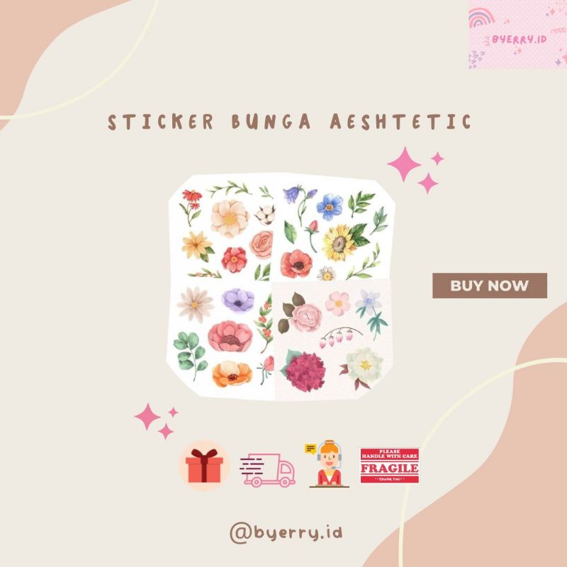 

STICKER FLOWER DECO MINI LUCU MURAH / AESHTETIC / STICKER LAPTOP TUMBLR / BULLET JURNAL / DIARY / PLANNER