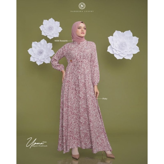 Gamis Premium Uzma Dress Blue by Nadheera Luxury|Dress Cantik|Dress Motif|Dress Jumbo 2XL|Dress Keki