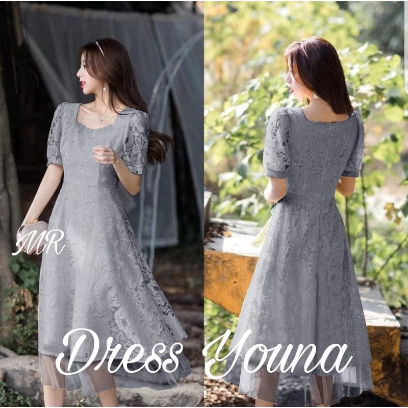 DRESS FASHION YOUNA, BRUKAT FURING, MAXY DRESS, 2 UKURAN