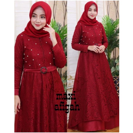 Gamis remaja AFIGAH Pesta Mewah Kekinian Premium Jumbo Syari Wanita Terbaru 2021