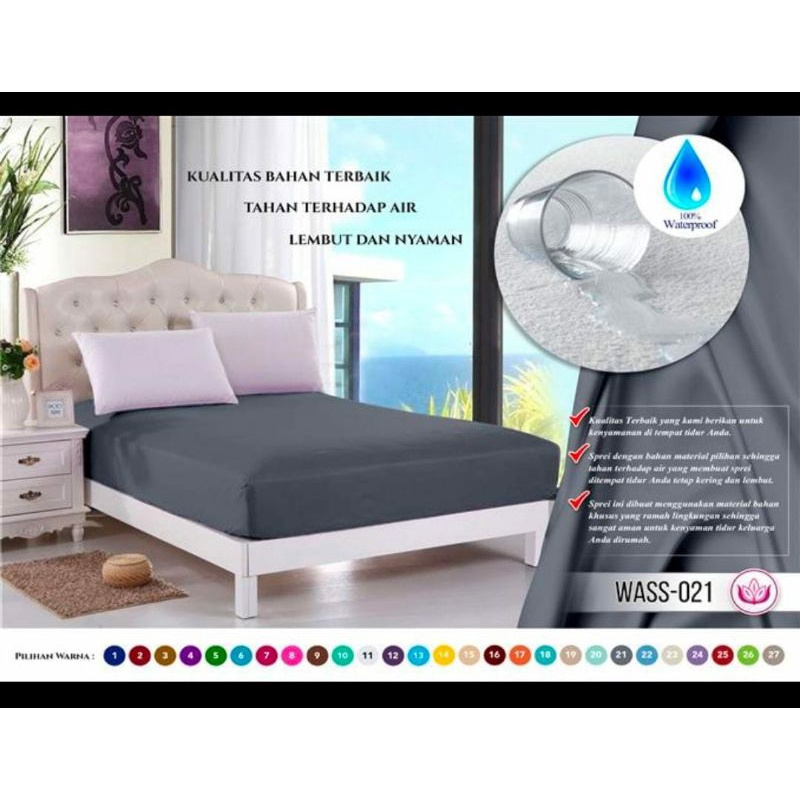 SPREI WATERPROOF ANTI AIR UKURAN 120*140*160*180*200 x 200-K3