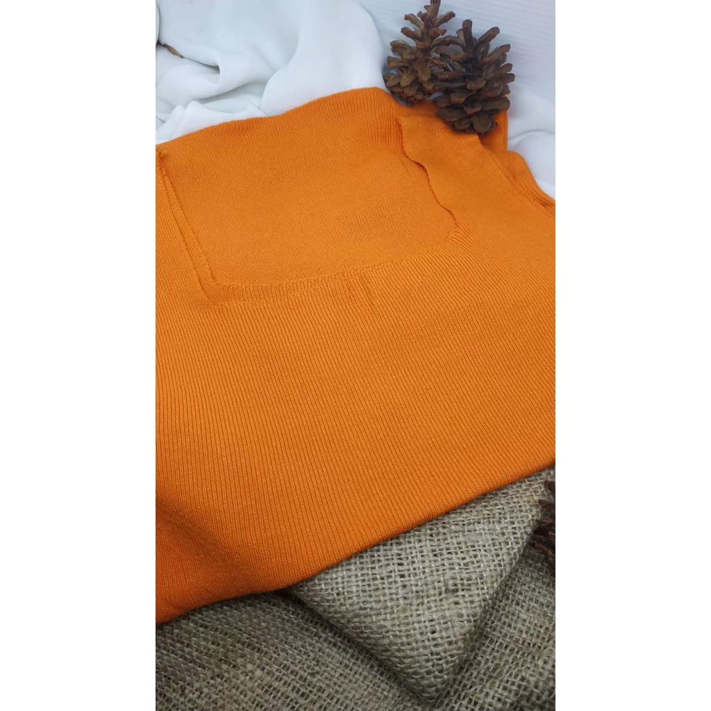 T08 tank top wanita pakaian atasan tanktop cewek korea rajut square neck inner wear-Orange