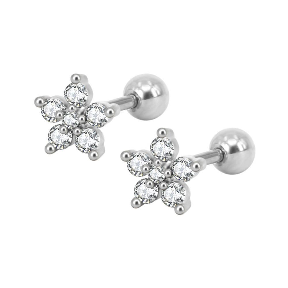 Timekey Anting Tusuk Desain Bunga Hias Zircon Gaya Simpleunik Anti Alergi Untuk Wanita A7K8