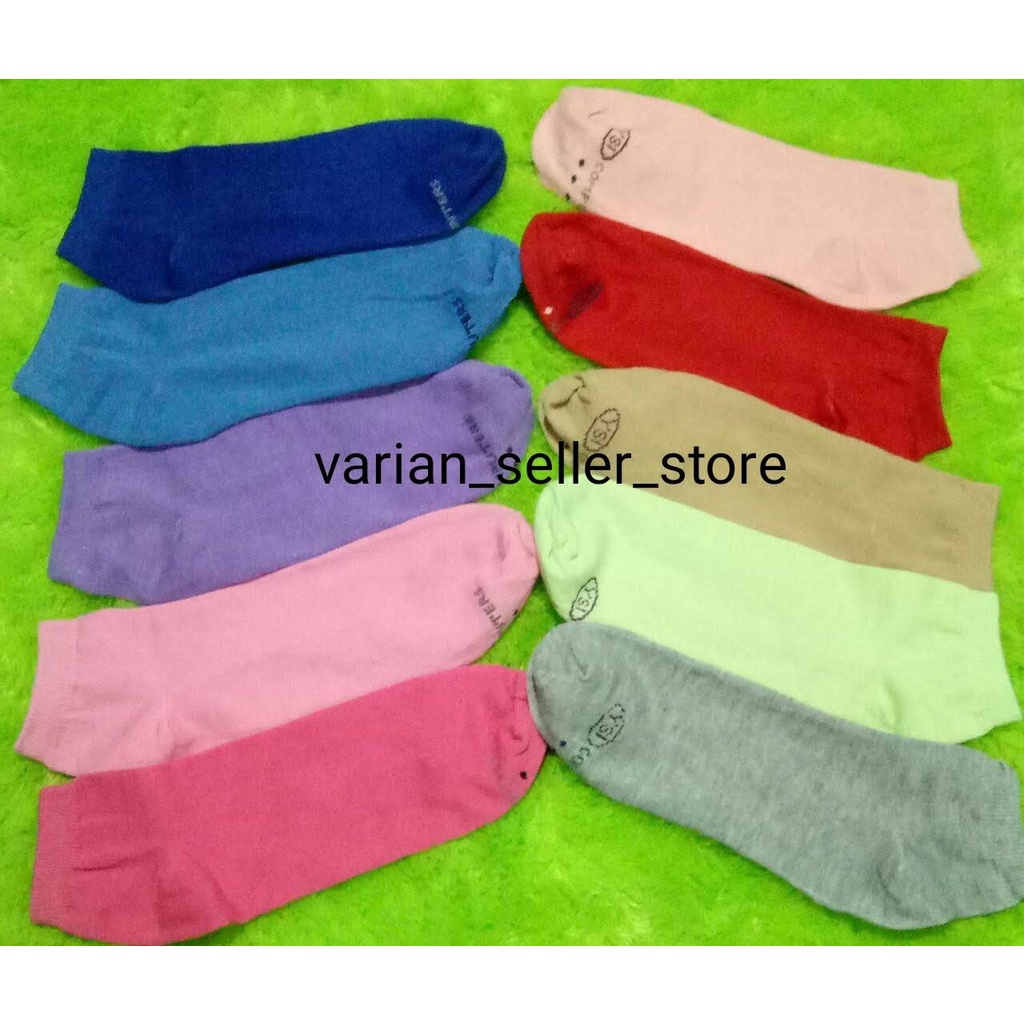 Kaos kaki wanita pendek mata kaki polos warna bahan katun murah