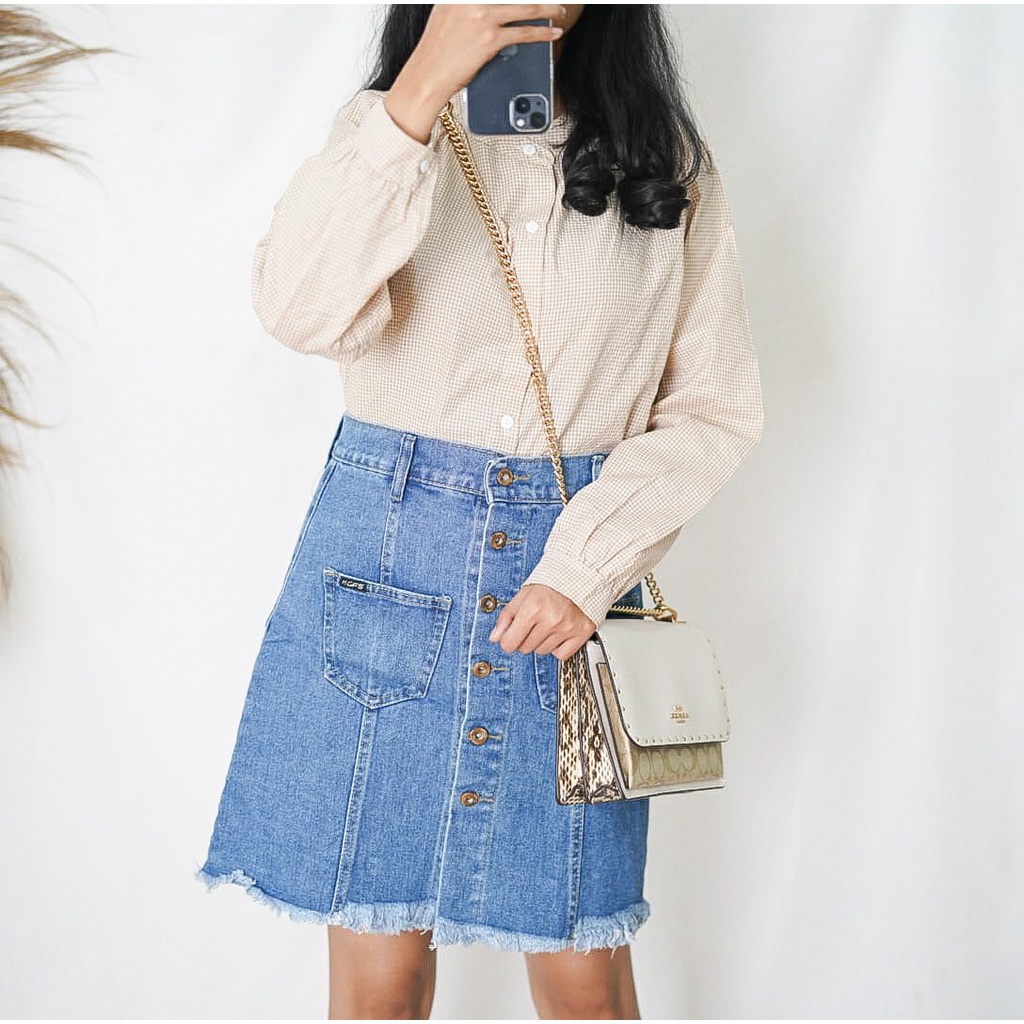 GFS LY MADELAINE BUTTON FRINGE SKIRT