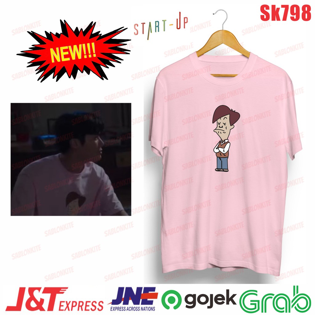 MURAH!!! KAOS PINK BABY HAN JI PYEONG START UP KARTUN SK798 UNISEX COMBED 30S