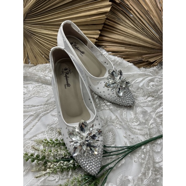 sepatu wedding wanita pesta Melissa putih 7cm kaca