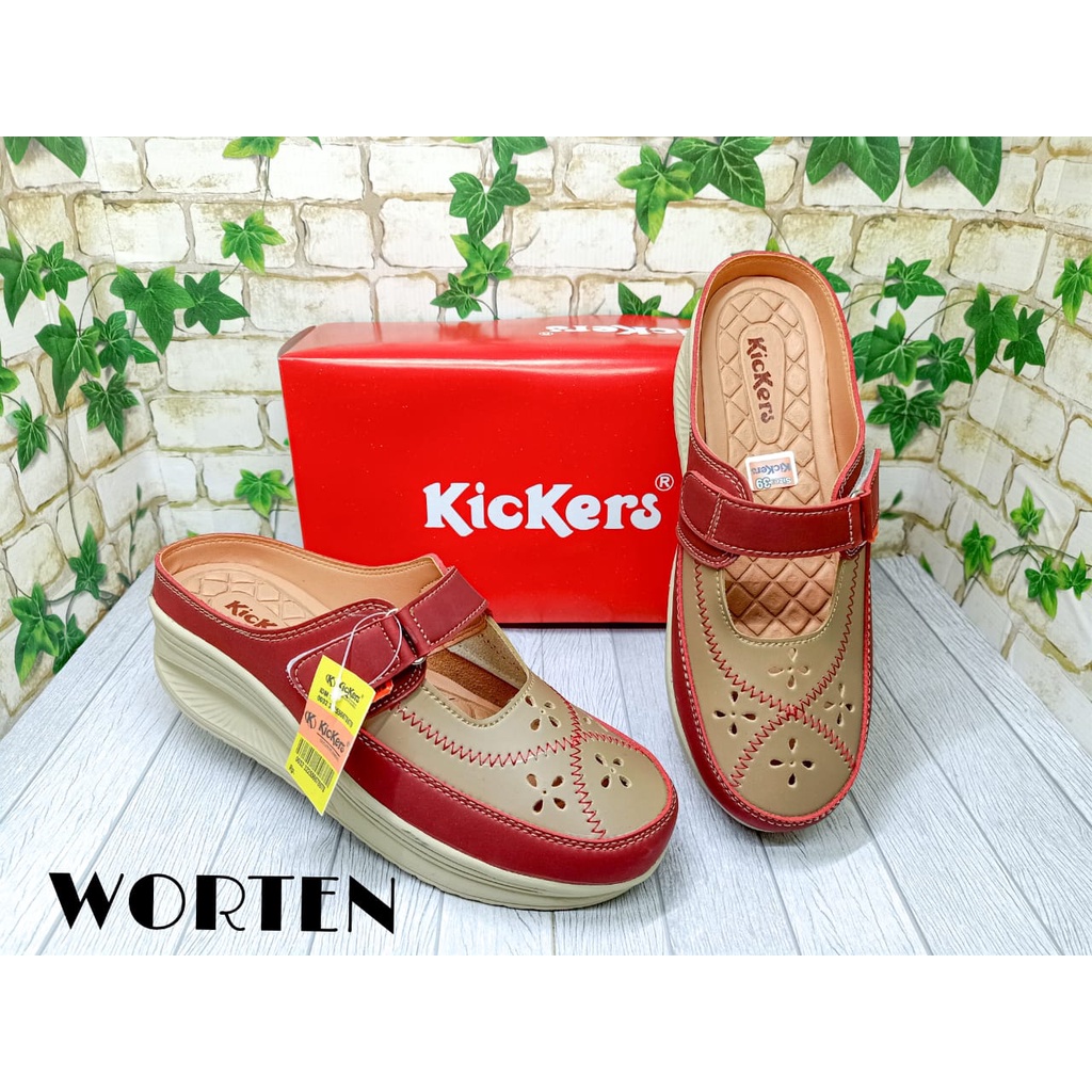 Sepatu sandal wedges kickers motif sikzak/Sepatu wedges wanita