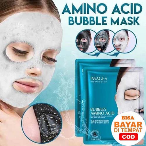 Images Masker Wajah Amino Acid Bubble Arang Bambu Hitam untuk Membersihkan Pori-Pori