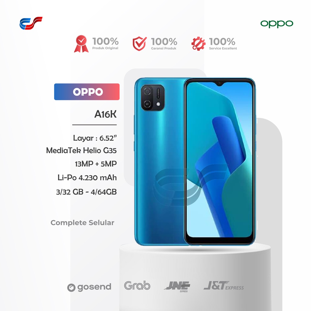 Oppo A16K 4/64GB Garansi Resmi - MediaTek MT6765G Helio G35 - 4230 mAh Garansi Resmi