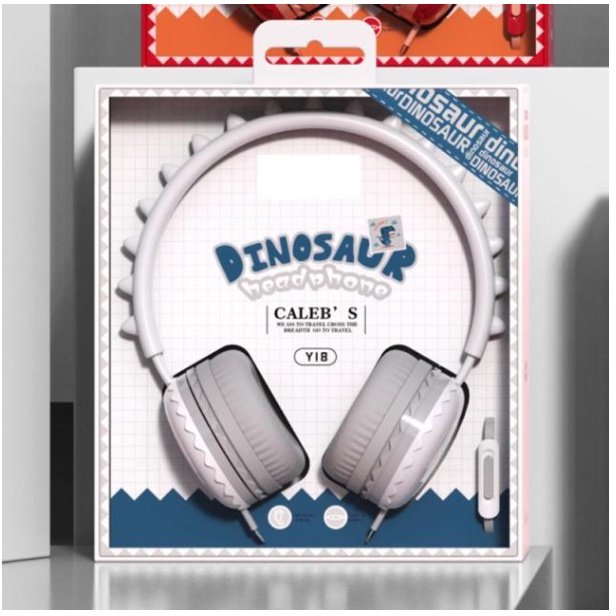 Ear Headphones Dinosaur Anak Anak Dan Remaja With Mic 3.5mm Jack Wire Control Adjustable