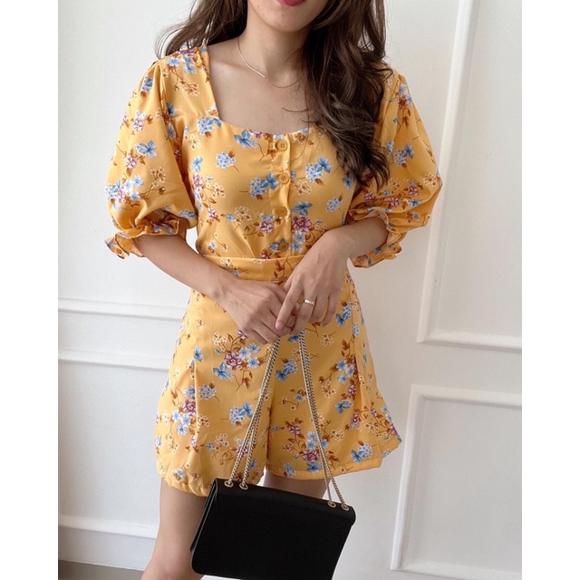 HERFIT set flowy karen / 8996 / setelan bunga-Yellow