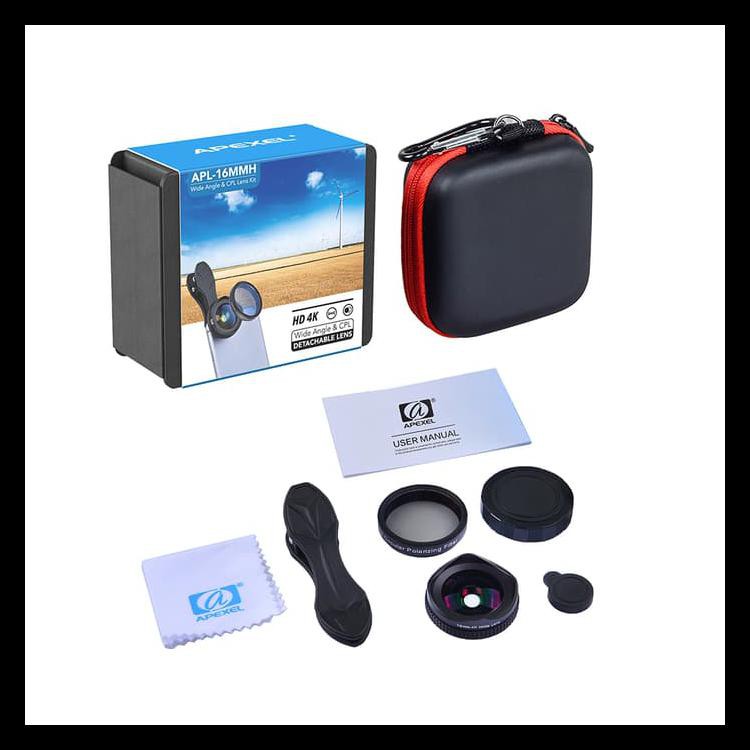 Berkualitas Apexel Professional Wide Angel 4K Wide Lens With Cpl 16 Mm Hd Terlaris