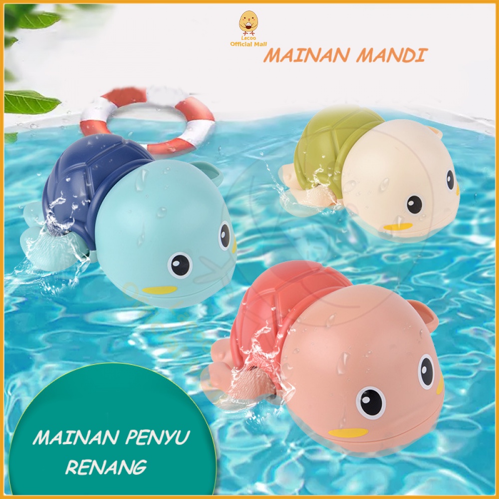 Poney Mainan mandi bayi anak bentuk penyu Baby bath toys Mainan renang jarum jam