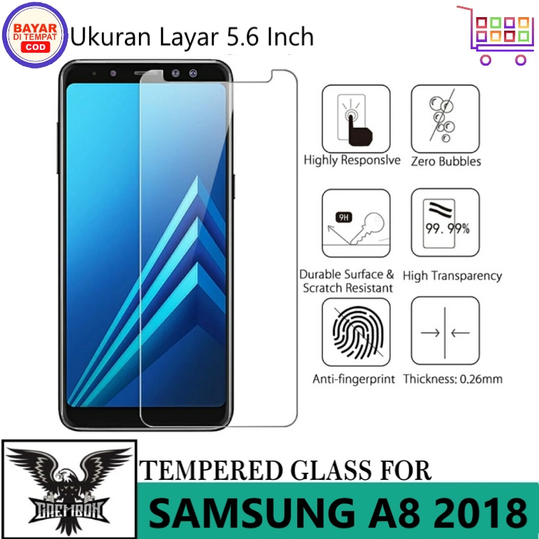 Promo Tempered Glass Samsung Galaxy A8 2018 Anti Gores Kaca Bening Premium Anti Bekas Sidik Jari