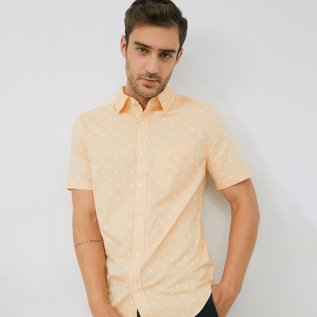 JOY SHADE Men Kemeja Pria Tangan Pendek Orange Polkadot by Aeropostale