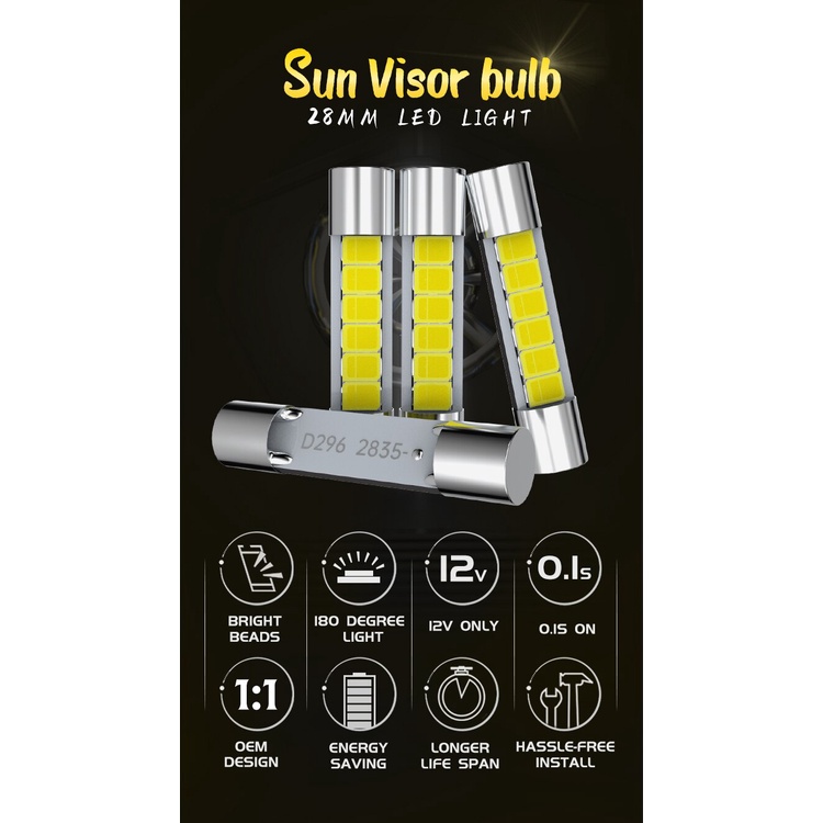 1pc Bohlam Lampu LED 28mm 29mm 12V C5W 6614F 6612F Untuk Interior Mobil