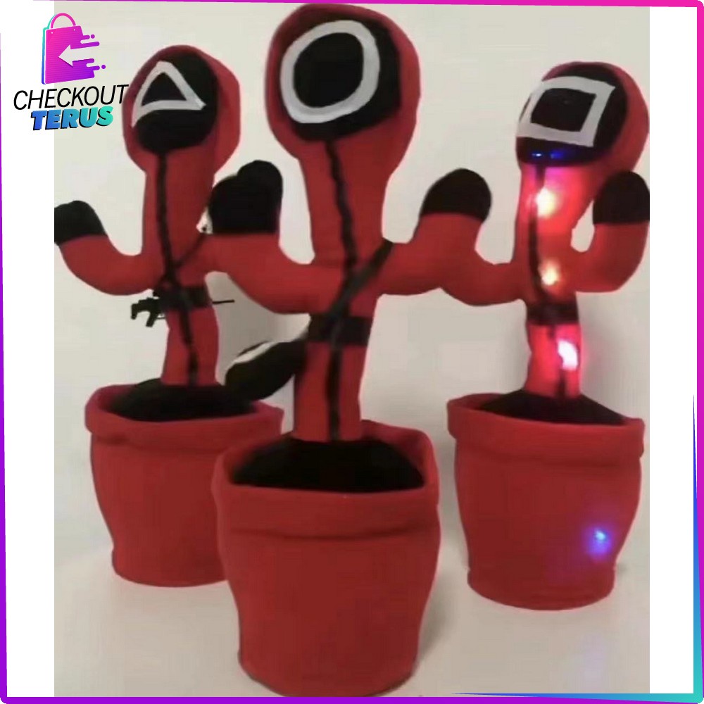 CT M208 Boneka Squid Game Goyang dan Bisa Bicara Rekam Suara Boneka Menari Joget Putar Ada Lampu Musik Boneka Mainan